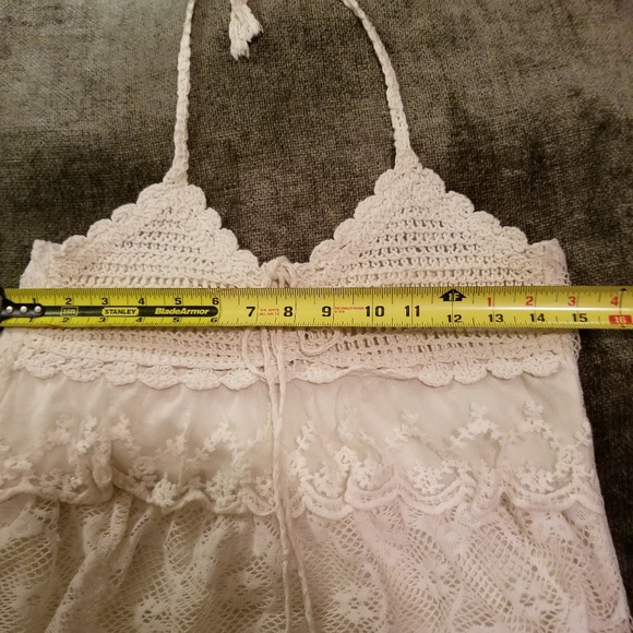 Cream Macrame & Lace Crop Top - Picture 5 of 8